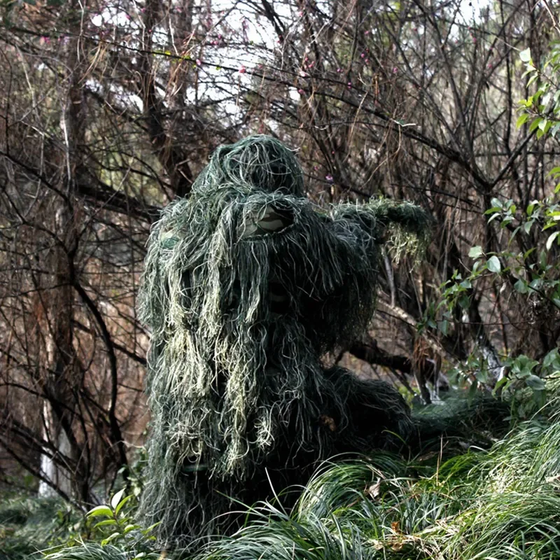 Traje de camuflaje Conjunto Ghillie de hierba marchita 3D, traje de caza de 5 piezas conjunto de traje de caza