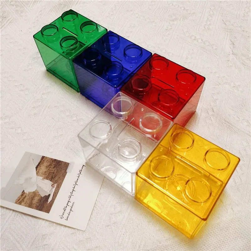 4 Pcs Clear Plastic Building Blocks Money Boxes Coin Savings Jars Children's Toys Gifts