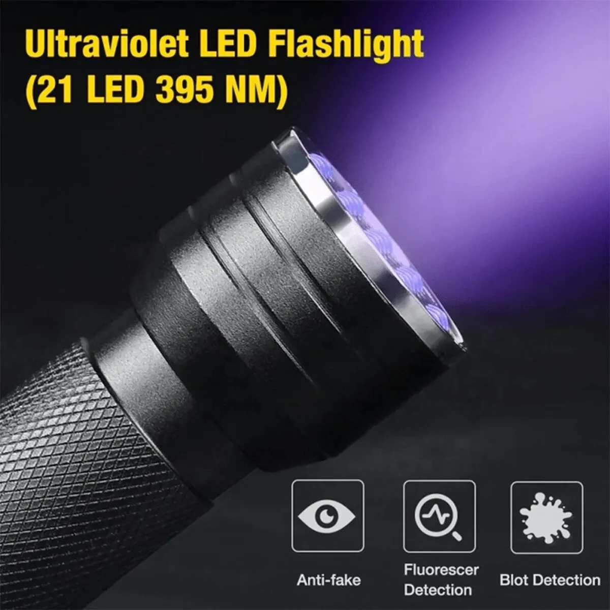Lámpara de 21led, linterna Uv, lámpara artística para uñas, detección de fluorescencia Uv, Mini linterna de detección de billetes