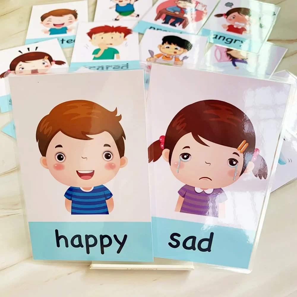 Juguetes Montessori para bebés, tarjeta de aprendizaje del clima, tarjetas Flash en inglés de dibujos animados, juguetes de aprendizaje para niños, juguetes educativos para niños