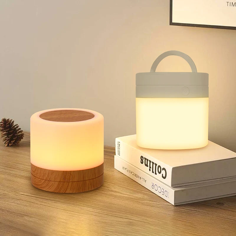 Lampada da notte RGB Luce da campeggio Atmosfera Luci notturne Lampade da comodino Tenda che cambia colore con telecomando Touch Control per camera da letto Dec