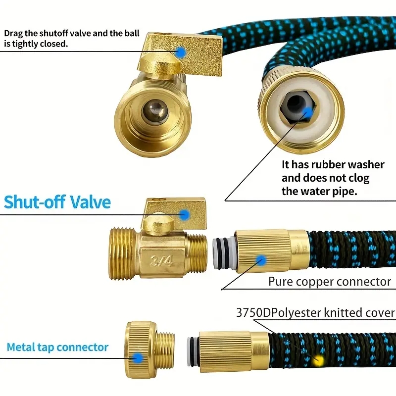ガーデンホース拡張可能なマジックホース庭の水やりと掃除用、3/4インチ、コネクタ、スプリンクラーヘッド、散水装置、ねじれなし