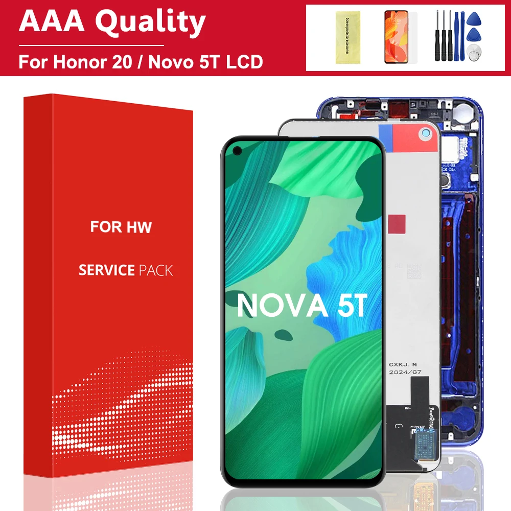 6,26 ''für Huawei Nova 5T YAL-L21 L61A L71A LCD Bildschirm + Touch Display Digitizer Ersatz Mit Rahmen für Huawei Nova 5t Display
