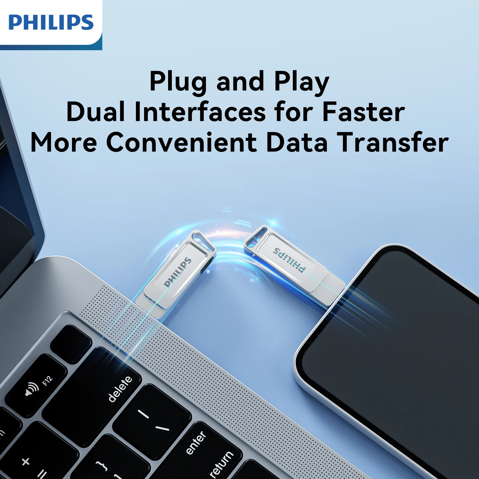 PHILIPS USB3.2 แฟลชไดรฟ์ Type C 256GB 128GB 64GB 32GB Pendrive High-Speed Dual Memory Stick (สําหรับสมาร์ทโฟนแล็ปท็อป)