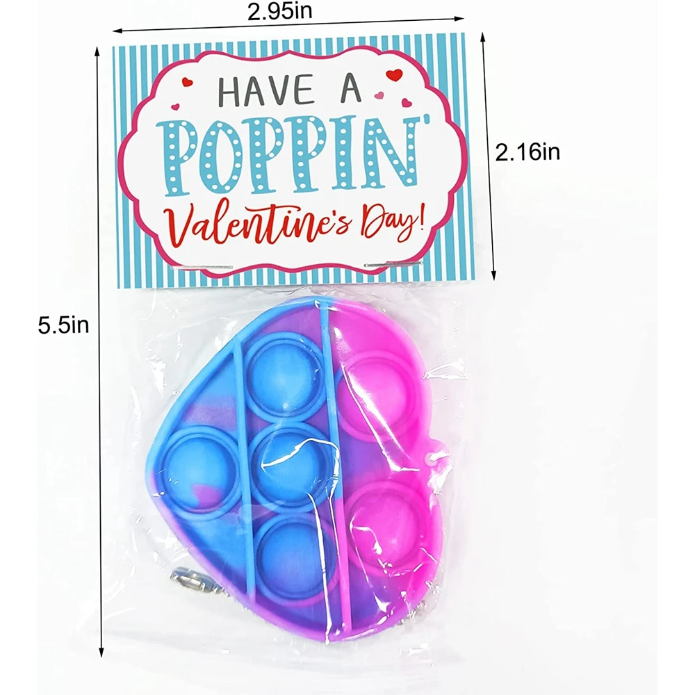 24PCS Pop Heart Fidget ของเล่นความวิตกกังวลความเครียด Reliever ของเล่นจํานวนมากเด็กวัยหัดเดินผู้ใหญ่ห้องเรียนโรงเรียน Party Favors ของขวัญวันวาเลนไทน์