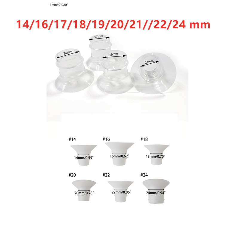 Flange Inserts 14/16/17/18/19/20/21//22/24 mm Breast Pump Horn Caliber Size Converter Milk Cup Caliber Adapter Nipple Horn Cover