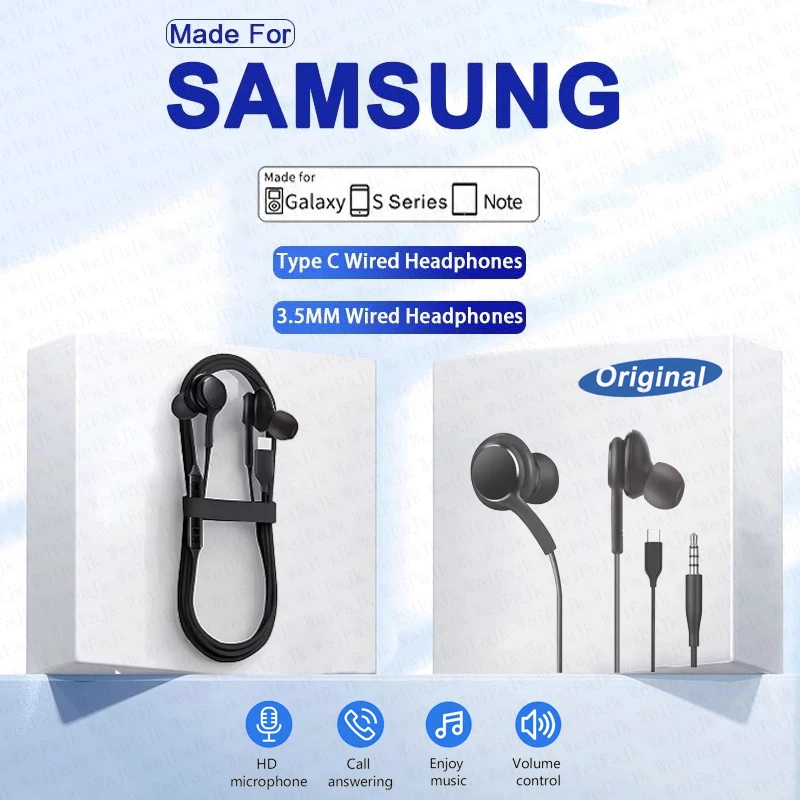 Samsung Original Tipo C Auriculares Con Cable Para Samsung Galaxy S23 S21 S22 Ultra Plus 3,5 MM Auriculares A54 A34 A53 A53 Accesorios