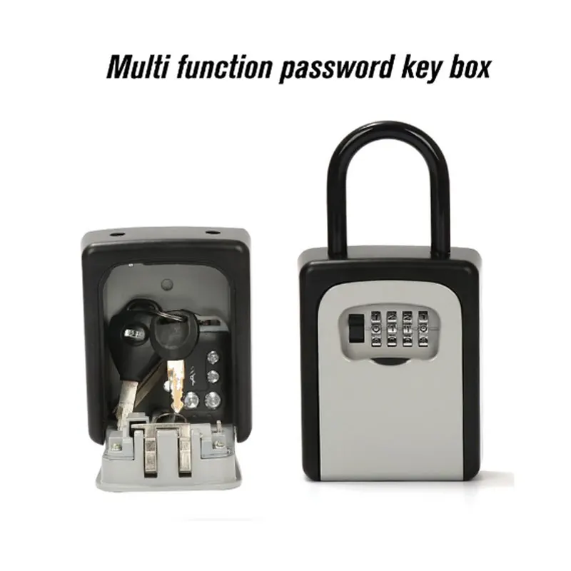 Metal material zinc alloy and strong steel buckle, password key box lock 4 -digit password key safe