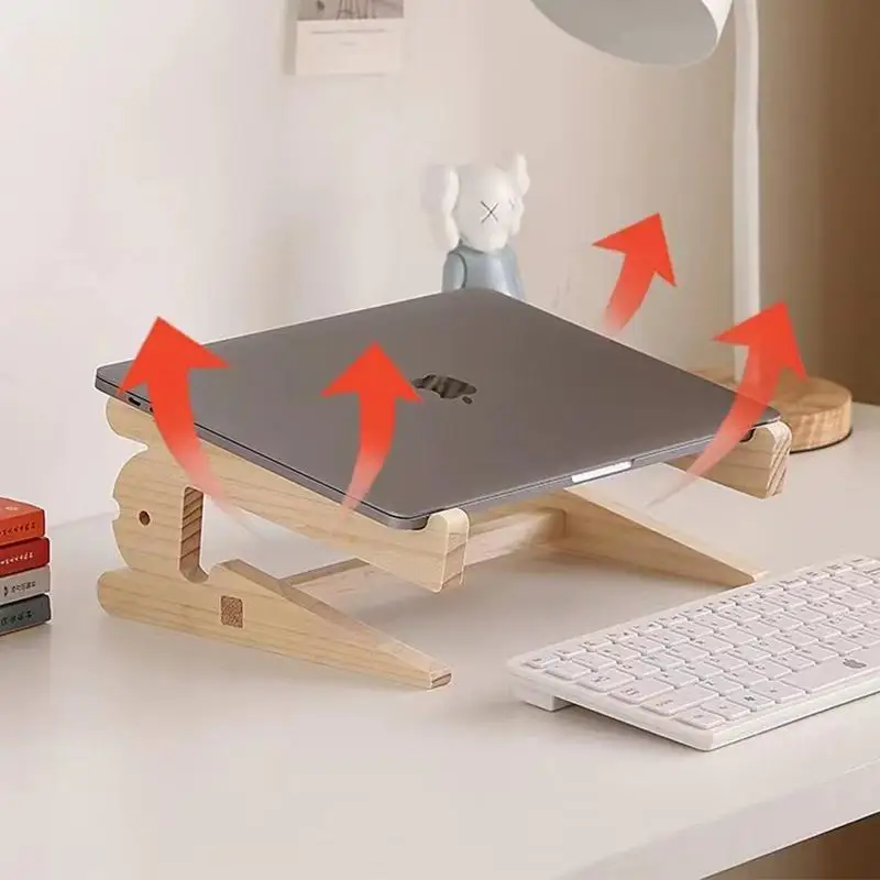 Soporte plegable de madera para ordenador portátil, Base ajustable de refrigeración, disipación de calor para Macbook