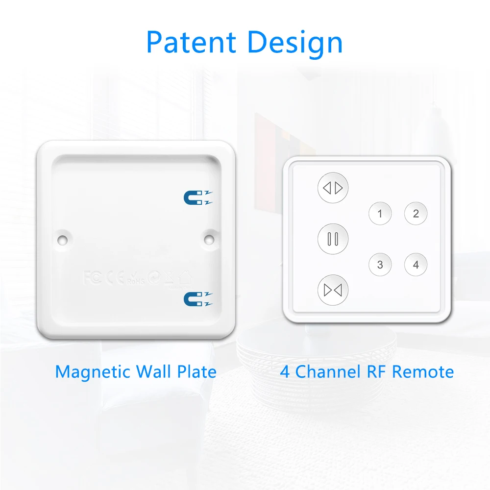 LoraTap RF 868Mhz 1,2,4 canales Control remoto portátil y montable para interruptor de persianas enrollables de cortina