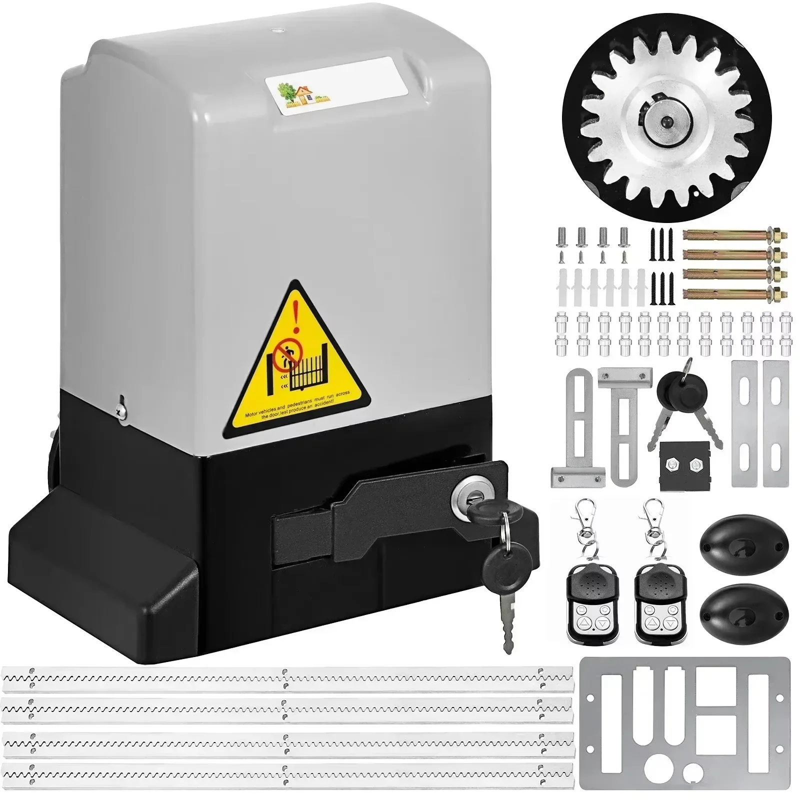 Sihao Toröffner 1300LBS Elektrischer Garagentoröffner Automatisches Schiebe 2 Schlüssel mit 4 m Zahnstangen Betreiber für Hotelfabrikschule