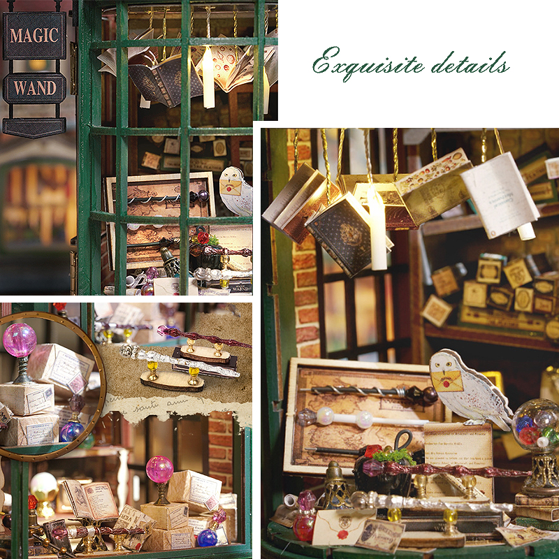 Maison de poupée magique Miniature en bois, Kit de modèle de construction à assembler soi-même, Production de jouets de petite pièce, décorations avec meubles