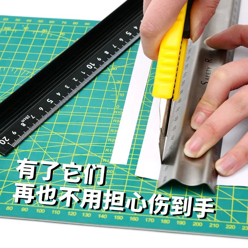อลูมิเนียมอัลลอยด์ Anti SLIP เลเซอร์สอบเทียบไม้บรรทัดตัดเครื่องมือไม้ตรง Scale ไม้บรรทัดอุปกรณ์สํานักงานโรงเรียน