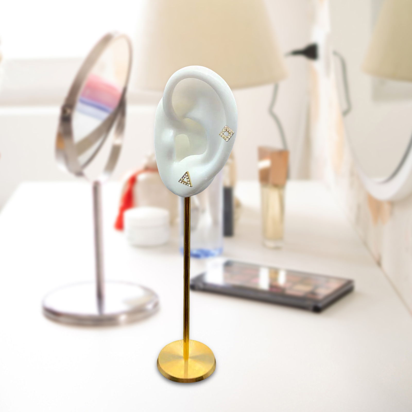 Présentoirs de boucles d'oreilles durables, modèle d'oreille humaine, support de clous, Base ronde en Silicone souple, support de Mannequin d'anniversaire, organisateur de boucles d'oreilles