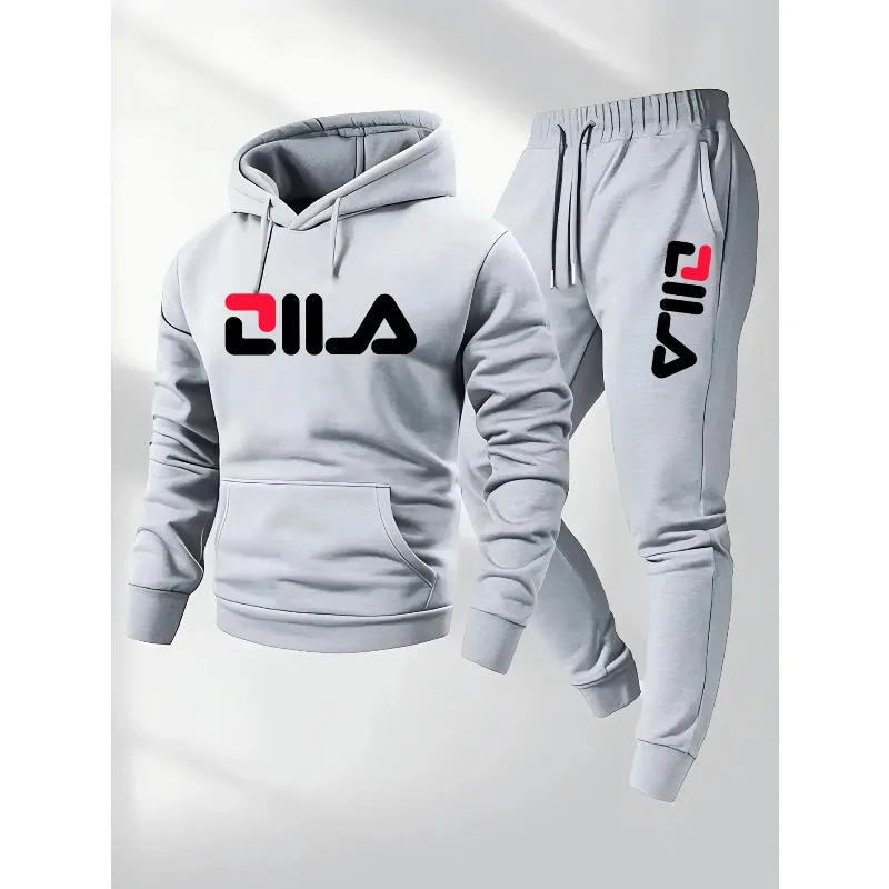 2025 Lente en herfst heren casual pak sweatshirt met capuchon en joggingbroek 2-in-1 comfortabel pak geschikt voor zowel mannen als vrouwen