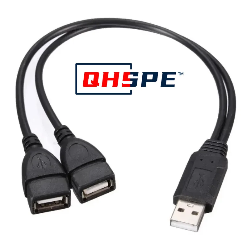 Dual-Splitter-Adapterkabel, ein bis zwei Buchsen auf USB, 2-Stecker, Stromverlängerungskabel, hochwertiges USB 2.0-Kabel, USB-Komfort