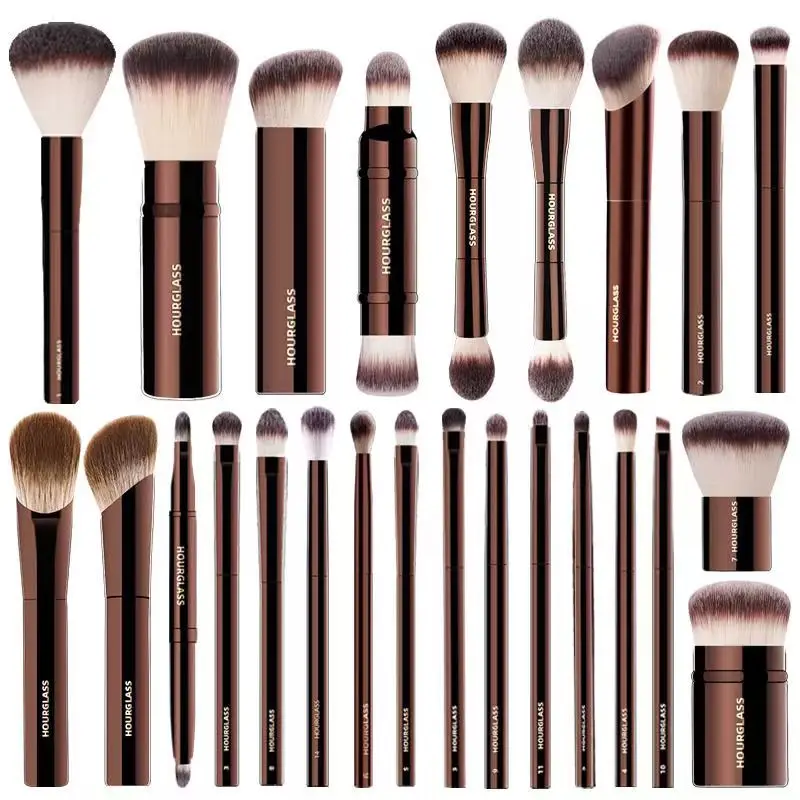 Brochas de maquillaje de reloj de arena, base en polvo, crema de contorno, colorete, bronceador, delineador de sombra de ojos, brocha para difuminar, un solo rama