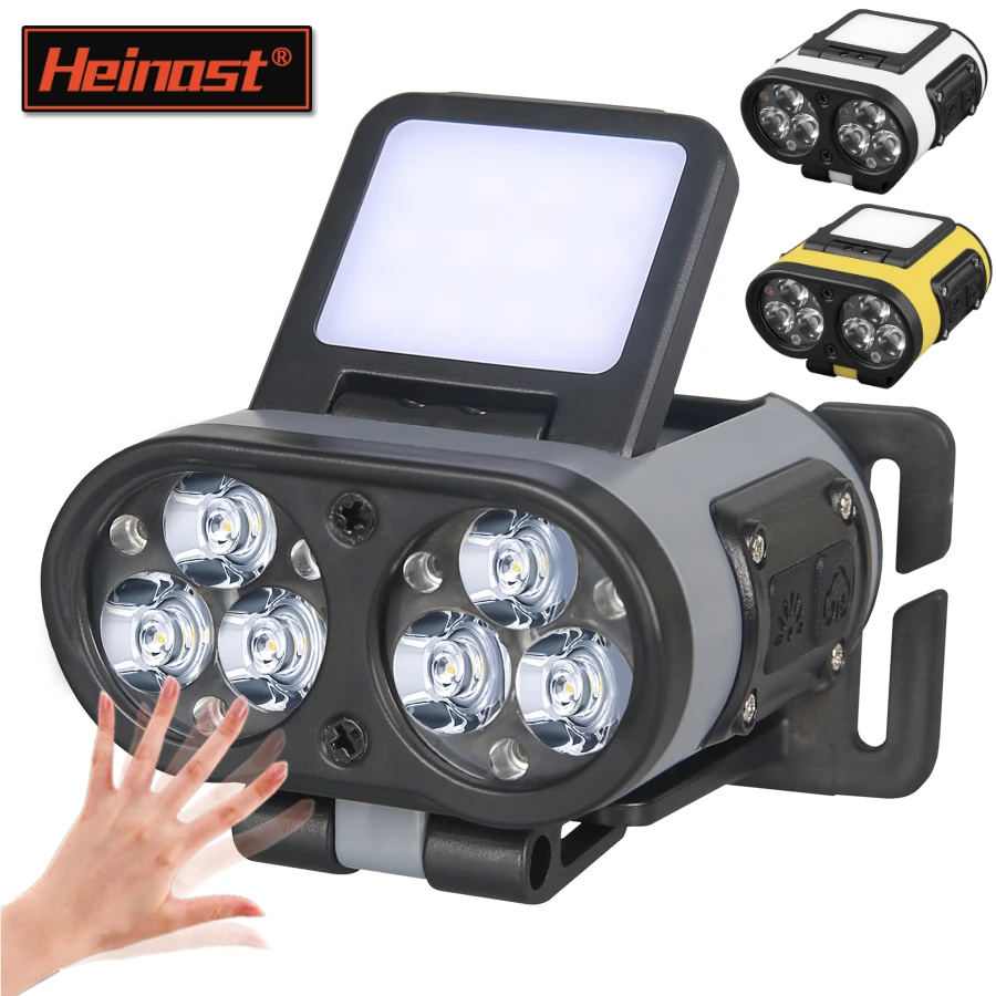 Linterna frontal LED con Sensor inteligente, linterna recargable de TPYE-C con pantalla de potencia, para montar, pescar, acampar y exteriores