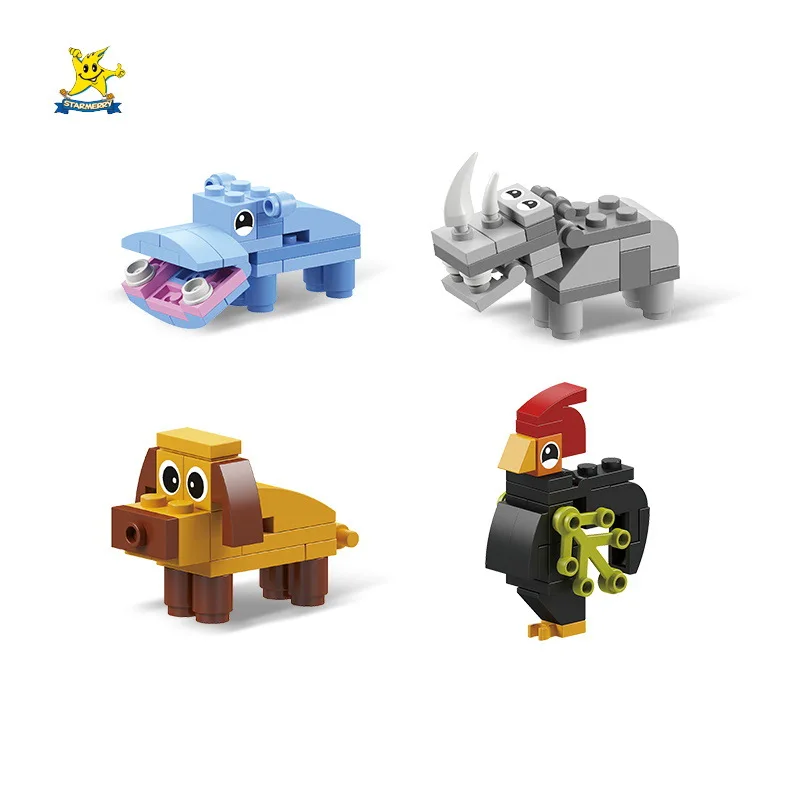 Bloques de construcción de animales 3D 12 en 1: juego de rompecabezas de madera DIY para juegos creativos de niños