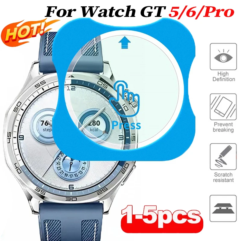 1-5 шт. закаленное стекло для Huawei Watch GT5/GT6/GT6Pro 46 мм 41 мм Быстрая установка Защитная пленка для экрана для Huawei GT5Pro 46/42 мм