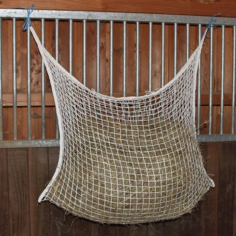 Hanging Feeding Net Bag for Horses Adjustable Mesh Feeder Hanging Horse Feeding Net with Multiple Holes for Slow Grazing