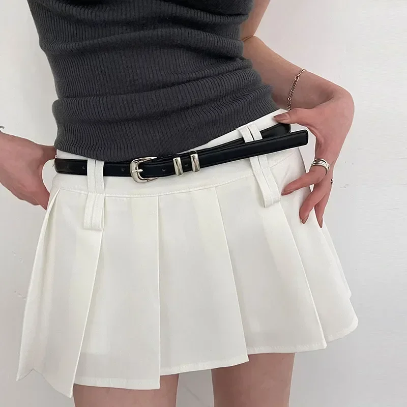 Cinturones de moda para mujer, cinturones negros simples y finos de PU, pantalones, falda, cinturones versátiles, cinturón informal para estudiantes