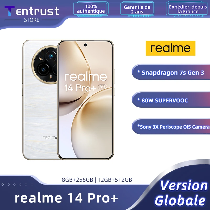 2025 realme 14 Pro + Smartphone 5g Snapdragon 7S Gen 3 6.83'' 120Hz Schermo Oled 5260Mah realme 14 Pro Plus Nfc Versione globale