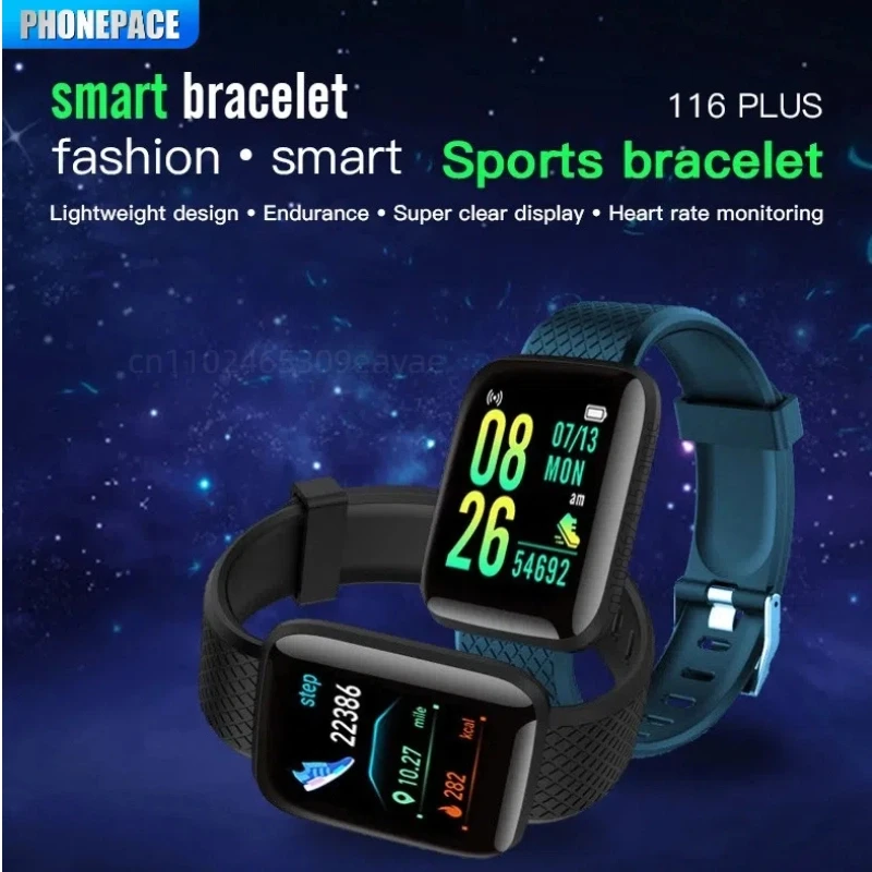 PHONEPACE Pulsera inteligente de seguimiento de ejercicios con pantalla a color Recordarios de salud Ejercicio Conteo de pasos Notificaciones de información