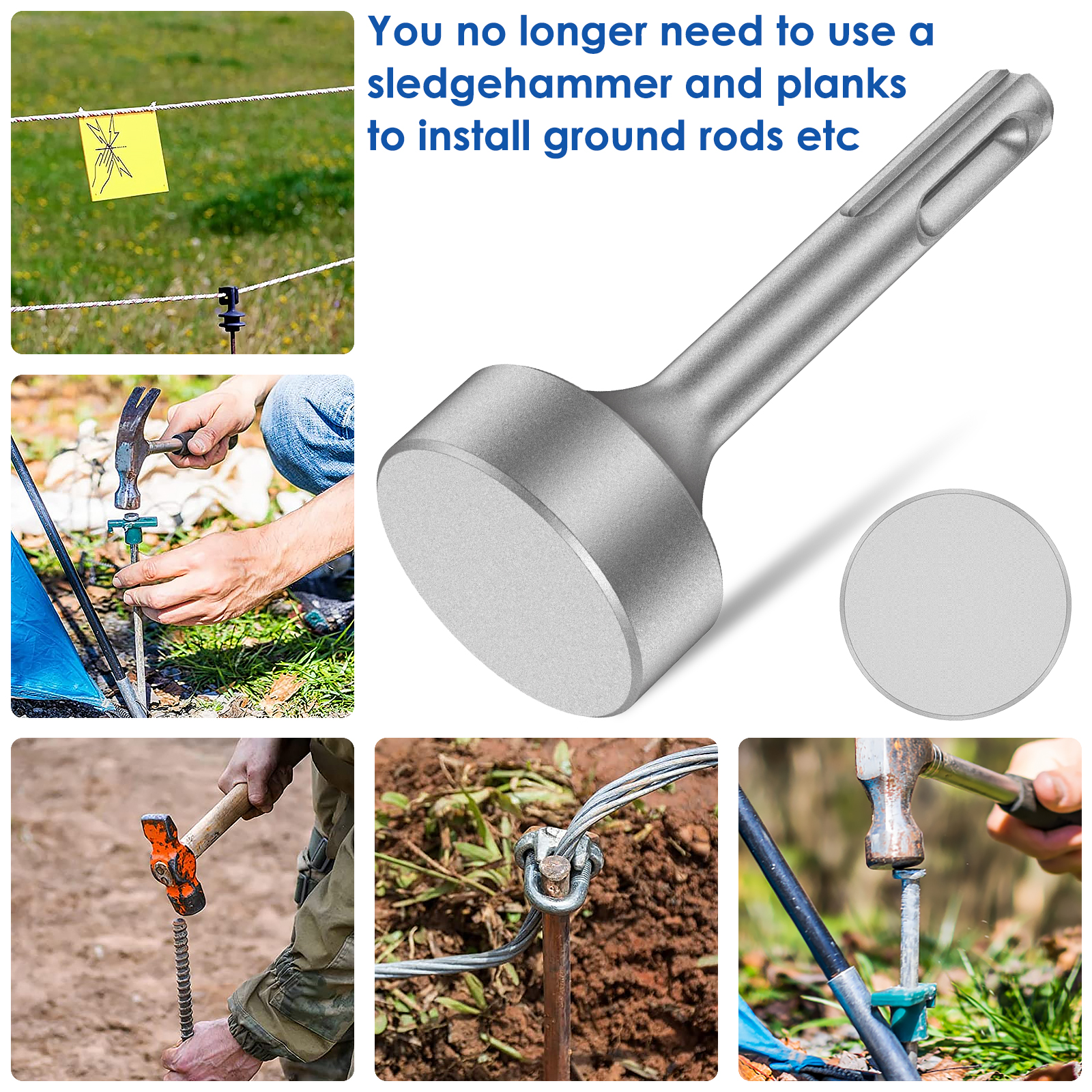 SDS Plus Ground Rod Driver เจาะเหล็ก Bit Driver สวมใส่สว่านโรตารี่เครื่องมือ Grounding Rods ร้อน Dropshipping