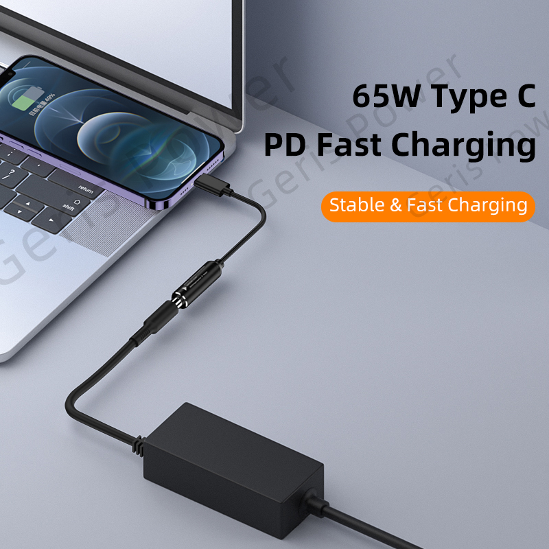 65w usb tipo c pd cabo de carregamento rápido para lenovo portátil carregador dc quadrado plug para tipo c pd adaptador conversor para macbook poco