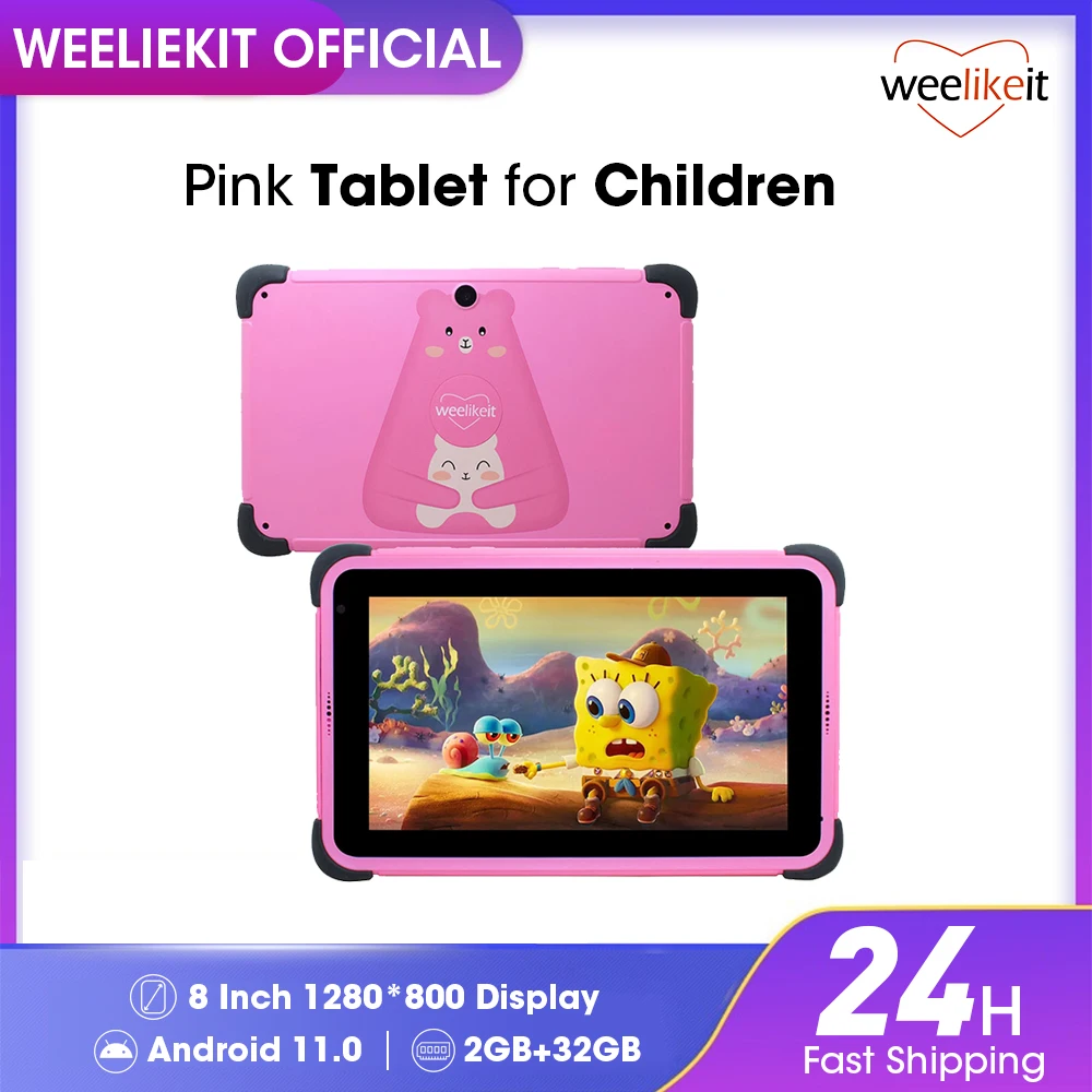 Überholtes 8-Zoll-Kinder-Tablet Android 11 1280 x 800 IPS 2 GB + 32 GB 5G WiFi 4500 mAh Hülle und Kinder-Apps Google Play Safe Tablet für Kinder