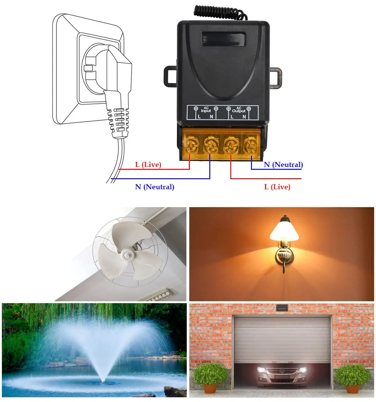 AC 220V 30A 1CH 433Mhz Wireless Remote Control Switch RF Relay Receiver + On/Off Transmitter For Electric Appliance Lamp