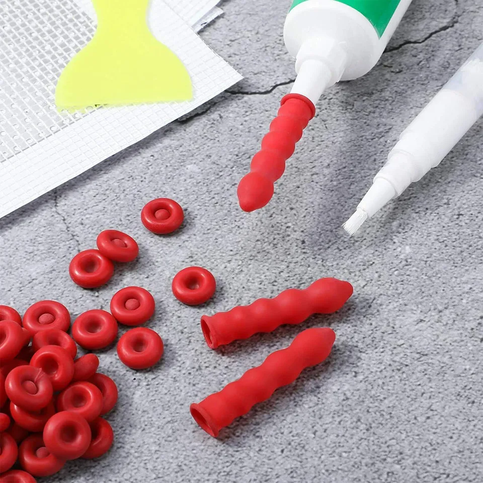 20pcs Caulk Cap Glass Glue Tip Sealing Cap Barrel Glue Mouth Protective Cover Caulking Gun Nozzles Cap Red Caulk Saving Cap