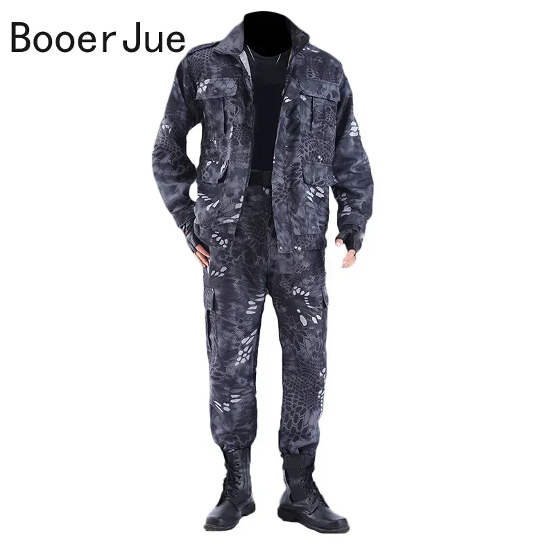 Schwarzer Python-Muster, verschleißfester Overall, Arbeitsversicherungstuch, Uniform, weicher Trainingsanzug für Herren, Outdoor-Anzug