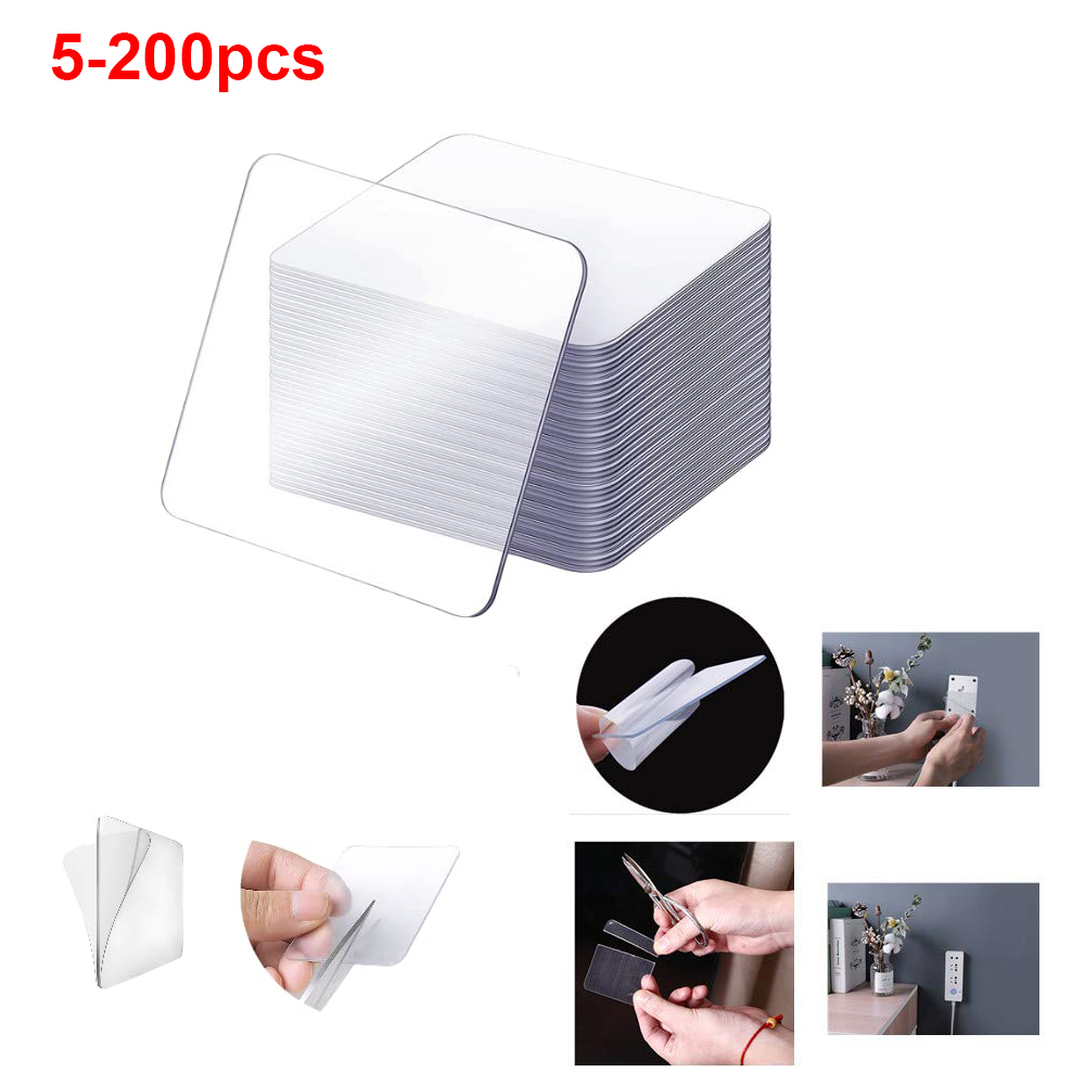 5-200pcs 정사각형 양면 테이프 슈퍼 강한 접착제 헤비 듀티 빨 스티커 패드 이동식 방수 테이프 흔적 없음