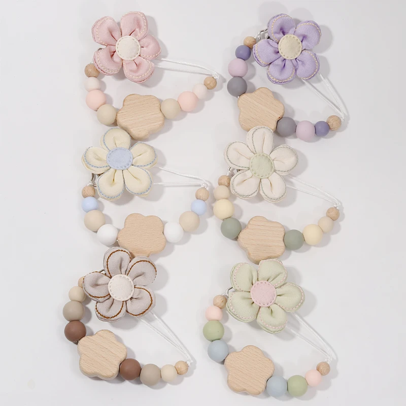 Custom Name Wooden Personalized Baby Pacifier Chain Silicone Bead Dummy Nipple Holder Guard Teether Pendant  Newborn Gift Stuff