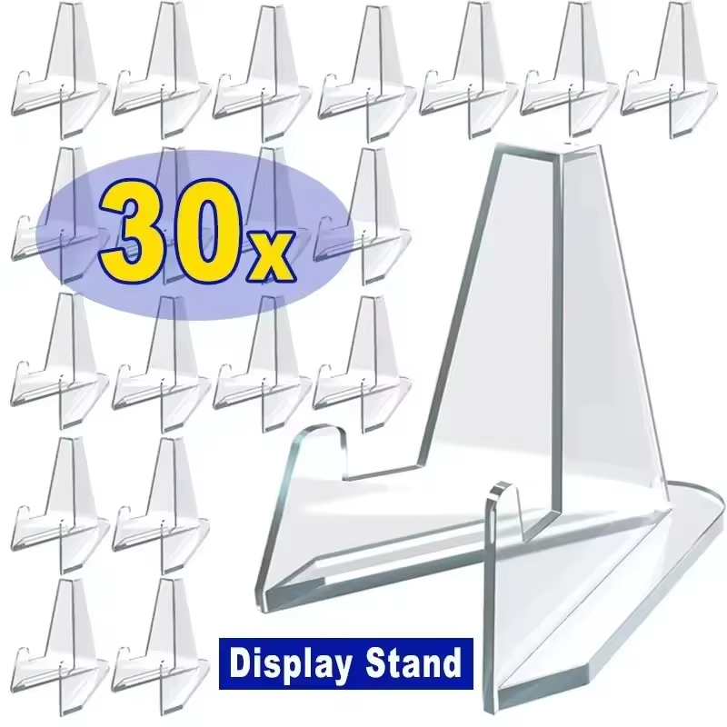30-1PCS Triangular Card Display Stand Mini Acrylic Idol Photo Picture Holder Stands for Coin Sports Trading Cards Display Racks