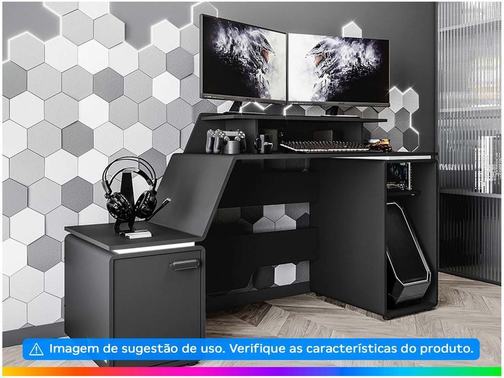Mesa Gamer XT Racer Space Two Preto e Branco 2 Nichos 1 Porta