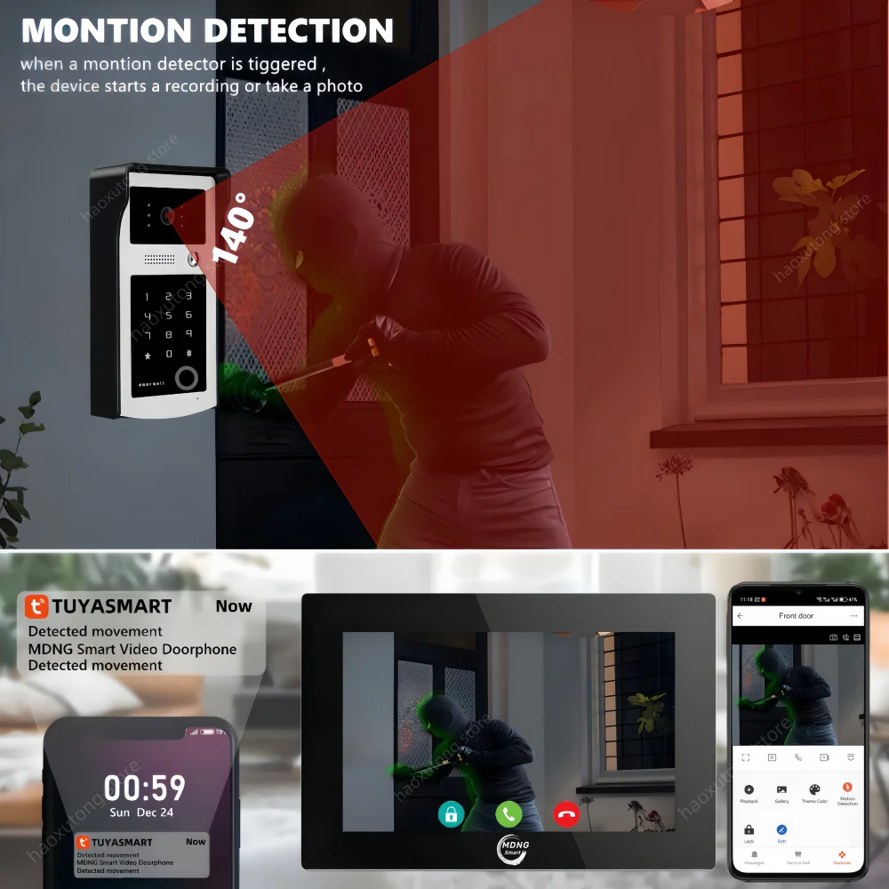 10 Polegada tuya inteligente wifi sistema de intercomunicação vídeo appartment 1080p sem fio campainha câmera rfid desbloquear porta entrada intercom capachor
