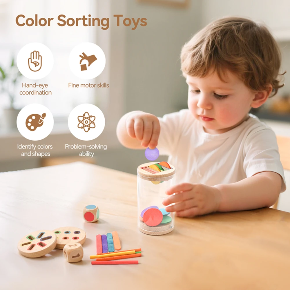 Montessori Wooden Toy classification Cups Matching Sorting Cognition Game Training Baby Early Education Learning Educational Toy