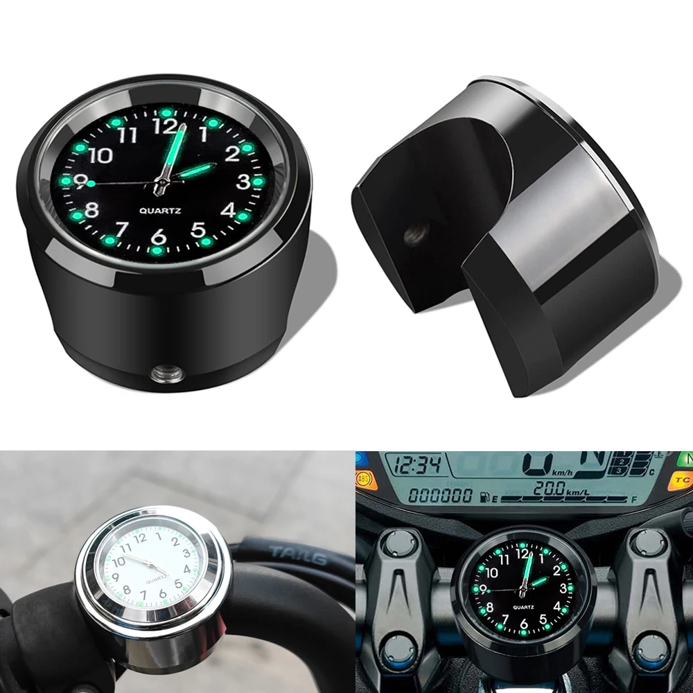 อลูมิเนียมควอตซ์นาฬิกานาฬิกาส่องสว่างHandlebar Mountสําหรับรถจักรยานยนต์สกู๊ตเตอร์จักรยานHandlebarกันน้ําจอแสดงผลเวลาUniversal