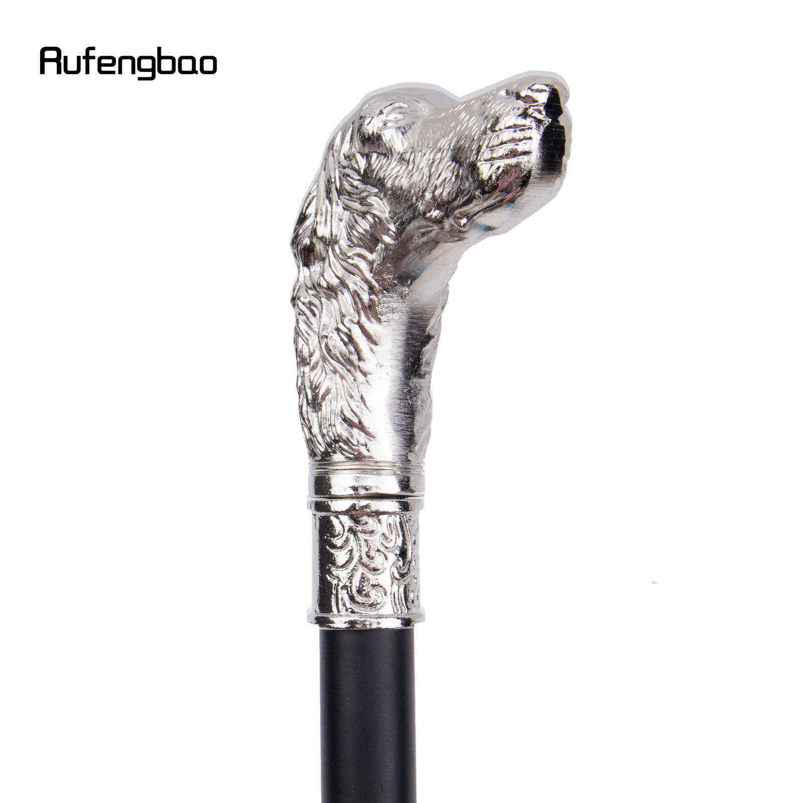 Branco leal cabeça de cão bengala moda decorativa bengala cavalheiro elegante cosplay cana botão crosier 93cm