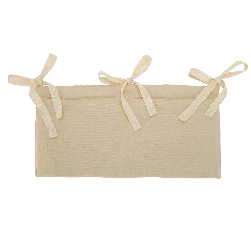 Baby Crib Storage Bag Cotton Double Pouch Newborn Bed Headboard Organizer for Kids Baby Bedding Diaper Toys Bag