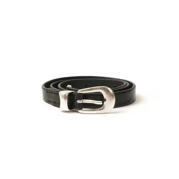 Momoluna Cinturón de piel con hebilla para mujer Cinturón negro de 2 cm