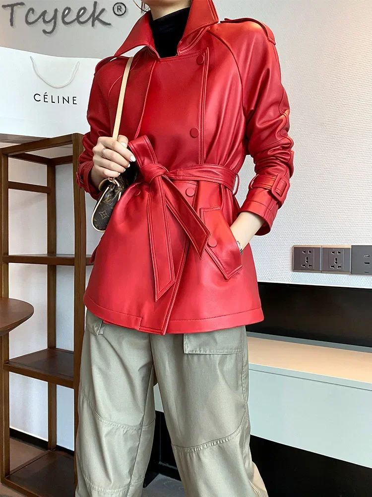 Tcyeek echte Lederjacken für Frauen echte Schaffell mäntel lässige Lederjacke Frau Taille Herbst kleidung куртка кожаная