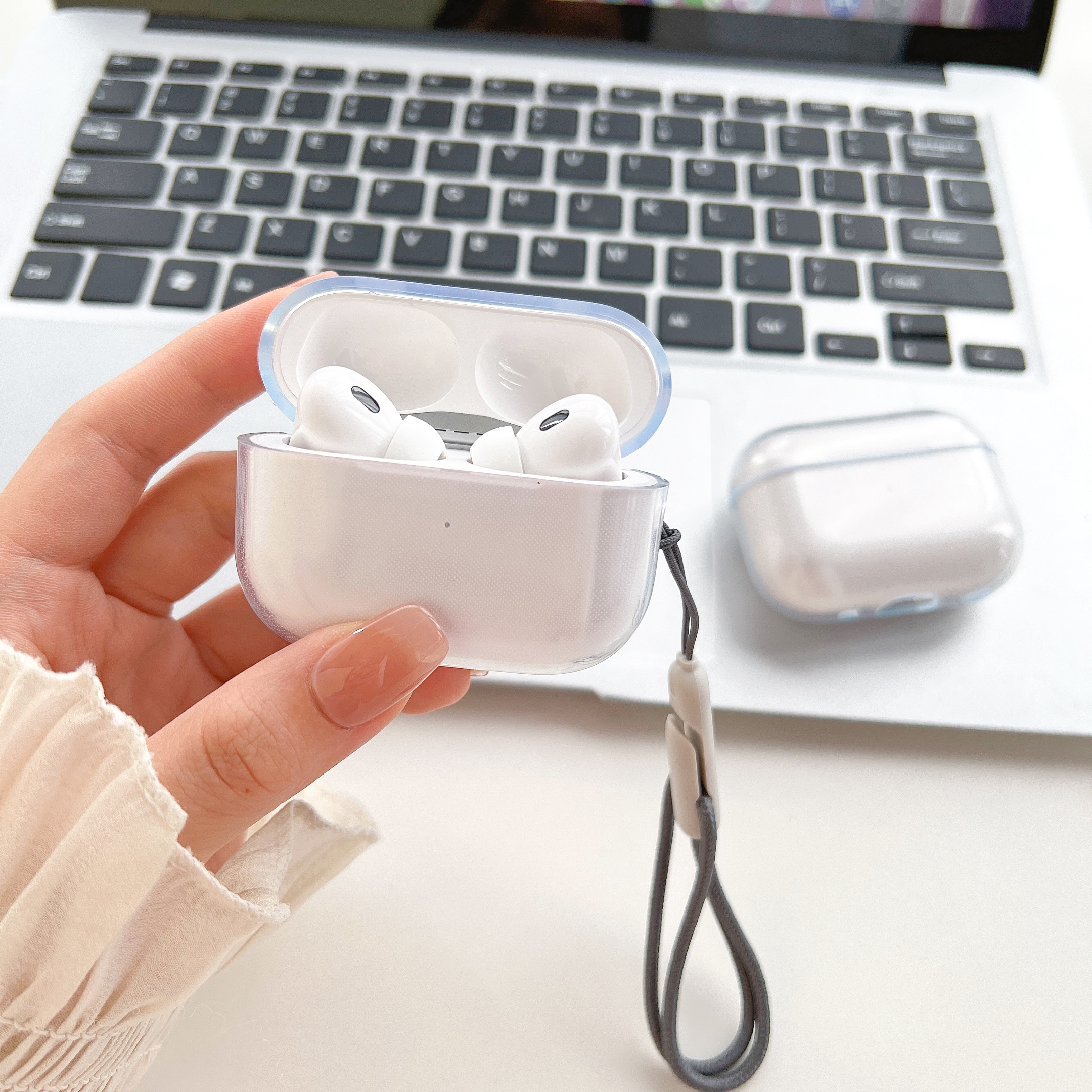 Прозрачный мягкий чехол из ТПУ для наушников Airpods 4 3 2 1 Pro Pro2, противоударный, с ремешком для зарядки Airpods 4, чехол