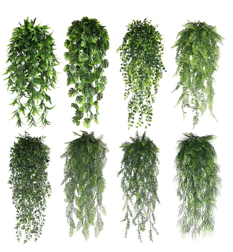 Persian fern Leaves Vines Home Room Decor Hanging Artificial Plant Plastic Leaf Grass Wedding Party Wall Balcony Decoration