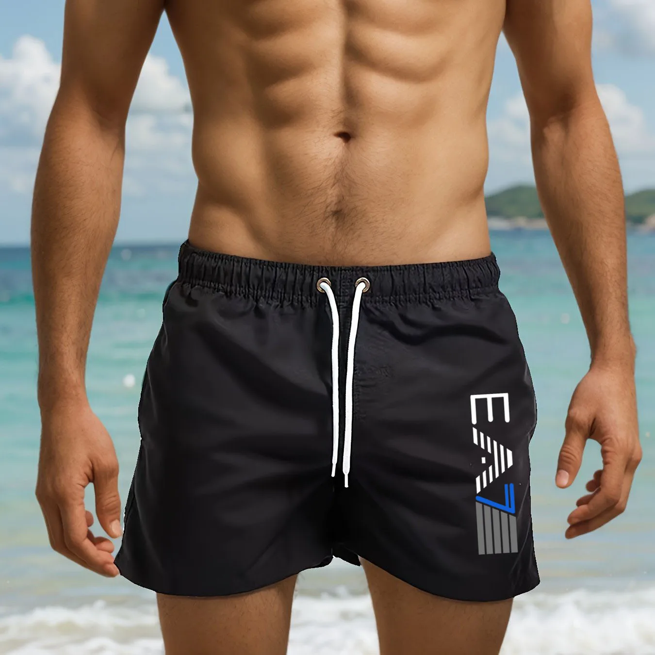 Calções de praia casuais de verão masculino leve respirável surf natação e praia férias calções de praia calções de banho