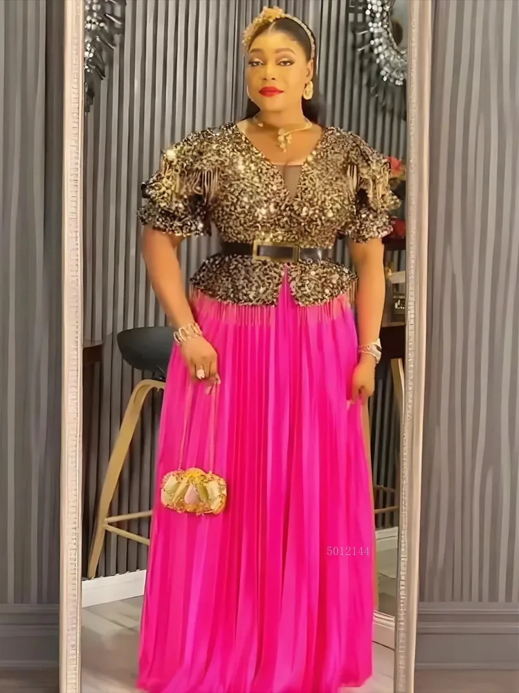 Vestidos de fiesta africanos de talla grande para mujer, vestidos de boda de terciopelo Dashiki Ankara a la moda, vestido Maxi musulmán turco elegante 2025