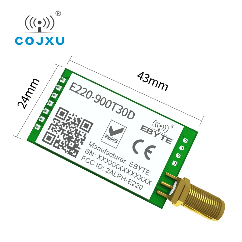 LoRa LLCC68 868 МГц 915 МГц Беспроводной модуль 30 дБм Дальний диапазон 10 км RSSI cojxu E220-900T30D SMA-K UART Передатчик-приемник SEMTECH